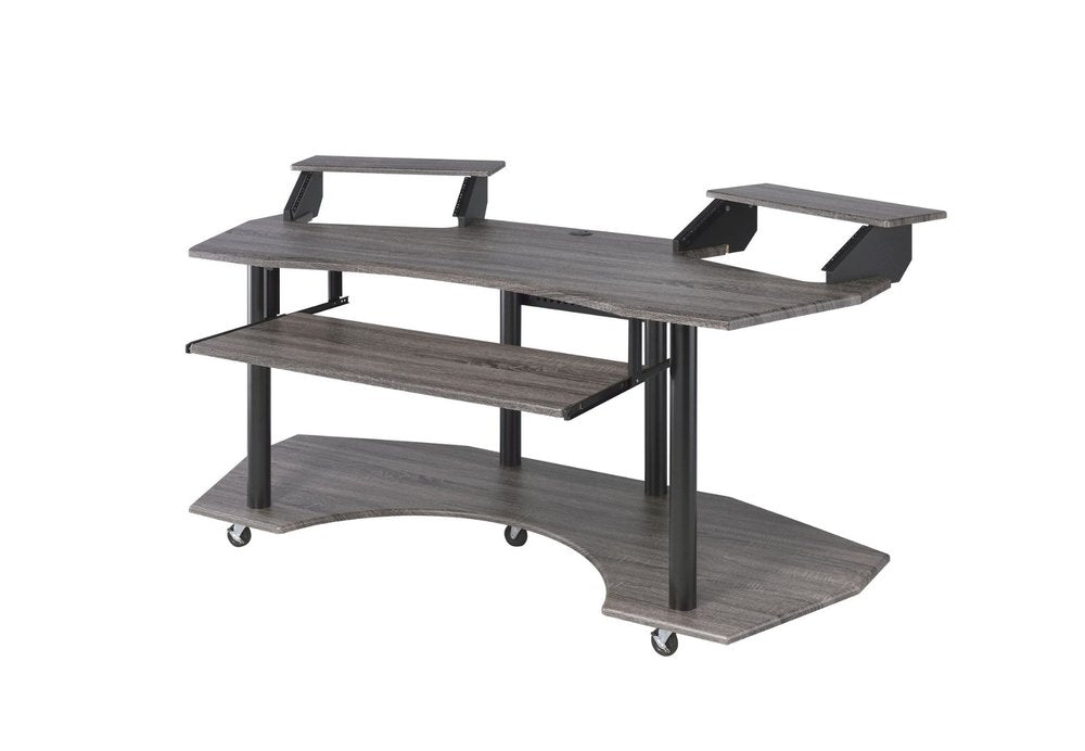 71" Dark Gray and Black Music Recording Studio Desk HomeRoots
