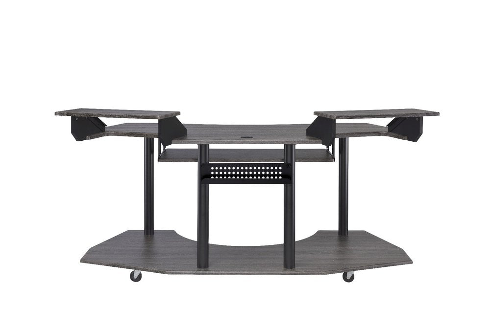 71" Dark Gray and Black Music Recording Studio Desk HomeRoots