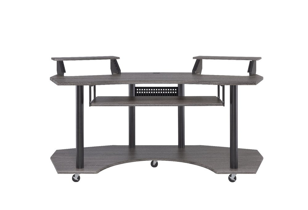71" Dark Gray and Black Music Recording Studio Desk HomeRoots