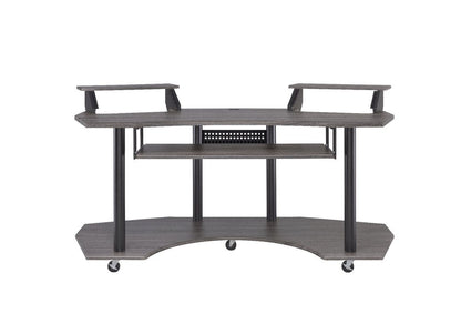 71" Dark Gray and Black Music Recording Studio Desk HomeRoots