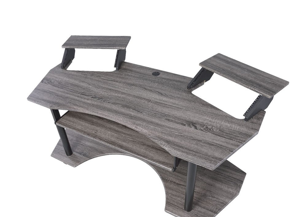 71" Dark Gray and Black Music Recording Studio Desk HomeRoots