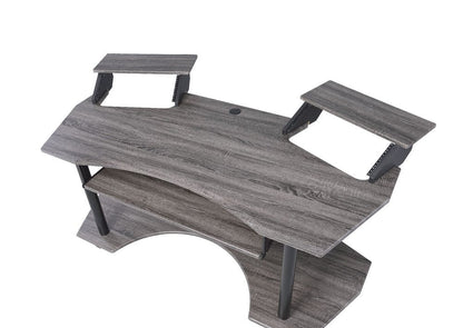 71" Dark Gray and Black Music Recording Studio Desk HomeRoots