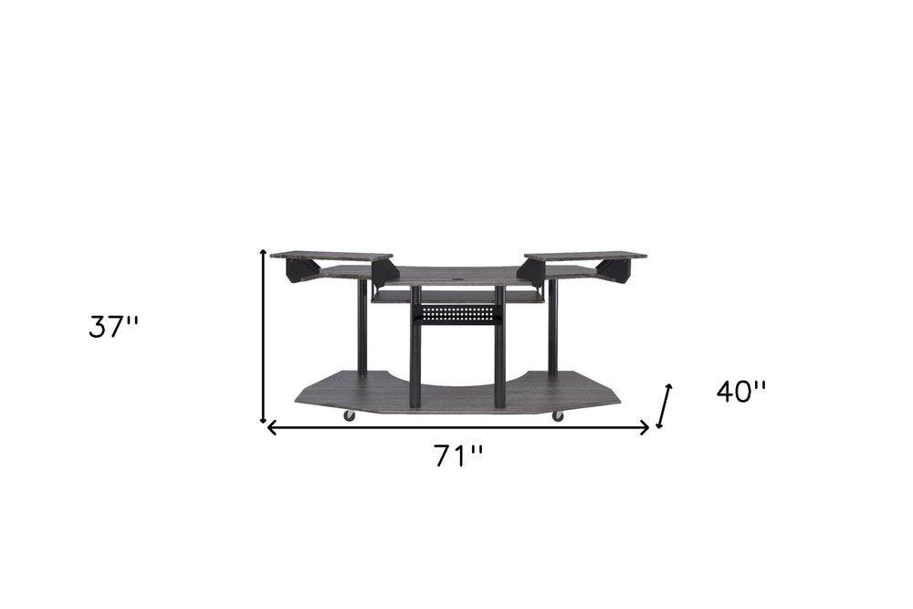 71" Dark Gray and Black Music Recording Studio Desk HomeRoots