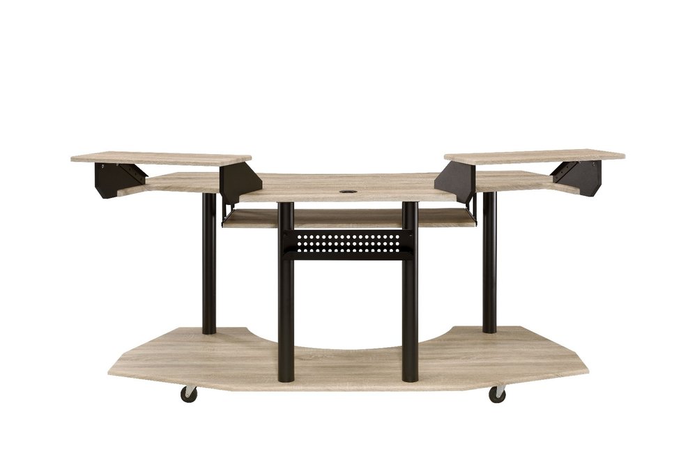 71" Natural and Black Music Recording Studio Desk HomeRoots