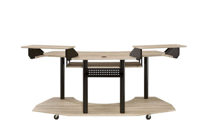 71" Natural and Black Music Recording Studio Desk HomeRoots