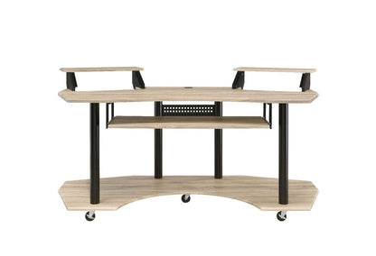 71" Natural and Black Music Recording Studio Desk HomeRoots