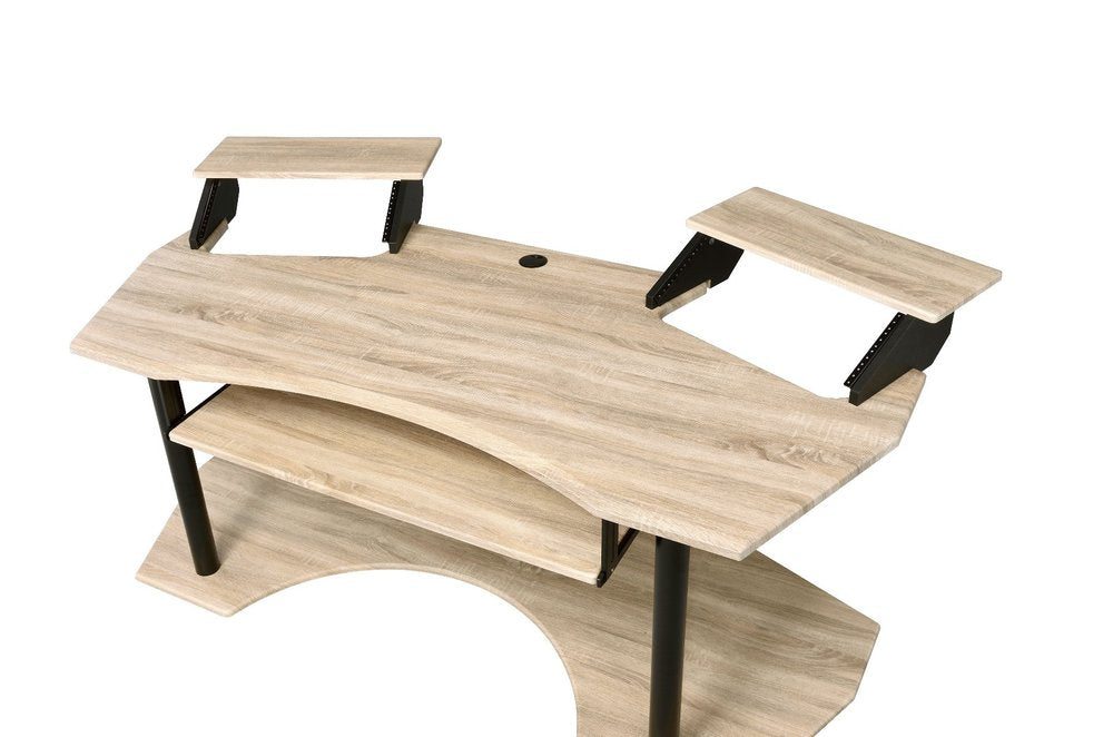 71" Natural and Black Music Recording Studio Desk HomeRoots