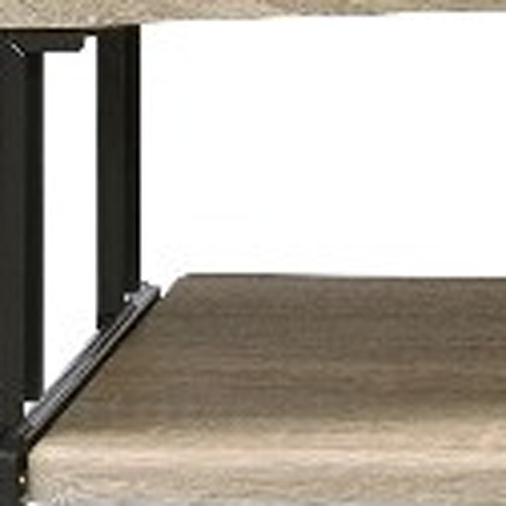71" Natural and Black Music Recording Studio Desk HomeRoots