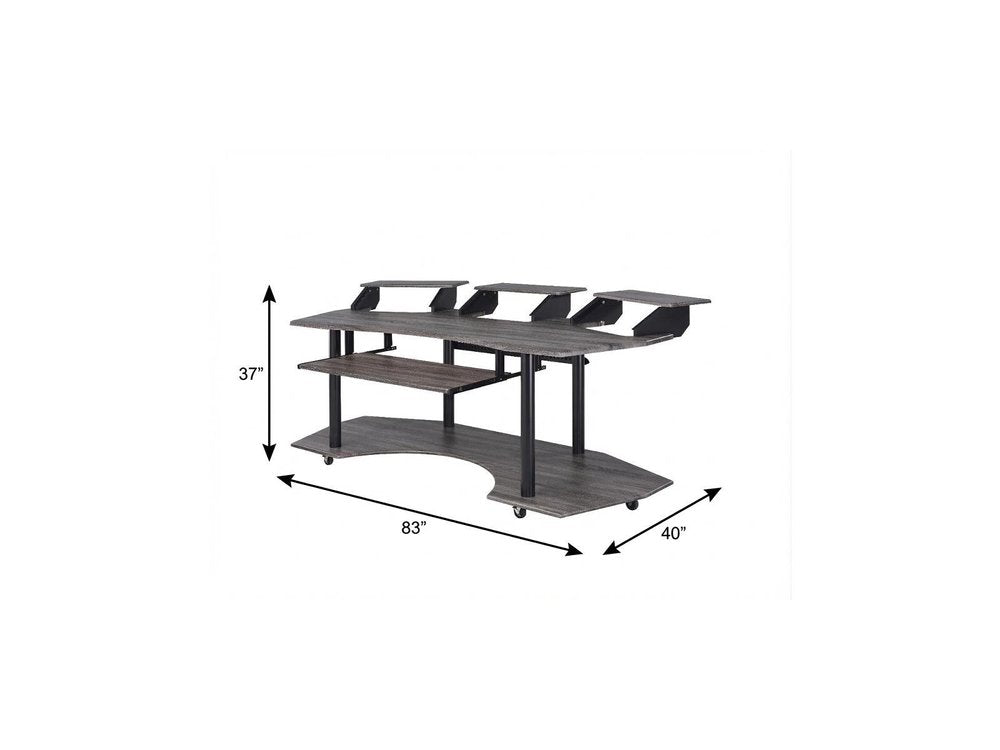 83" Black Music Recording Studio Desk HomeRoots