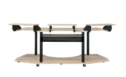 83" Natural and Black Music Recording Studio Desk HomeRoots
