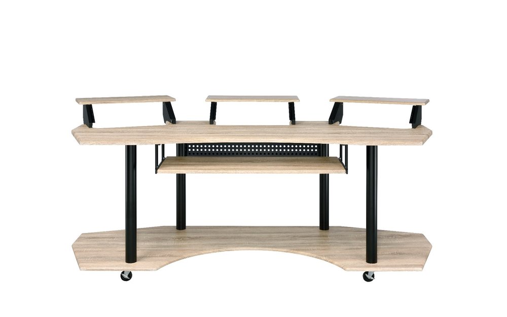 83" Natural and Black Music Recording Studio Desk HomeRoots