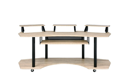 83" Natural and Black Music Recording Studio Desk HomeRoots