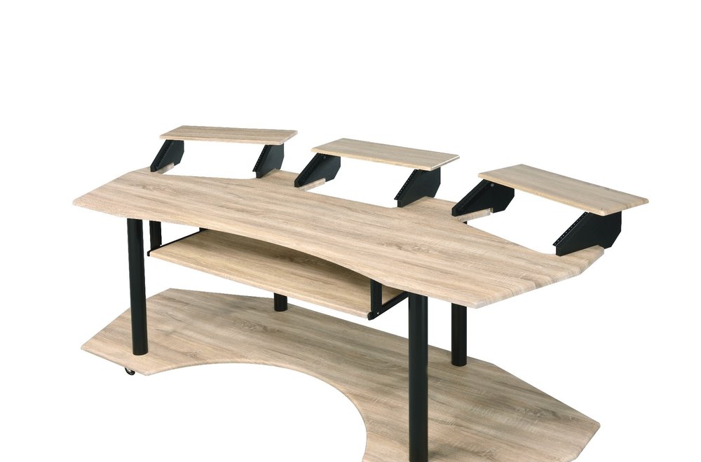 83" Natural and Black Music Recording Studio Desk HomeRoots