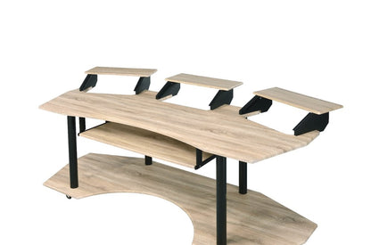 83" Natural and Black Music Recording Studio Desk HomeRoots