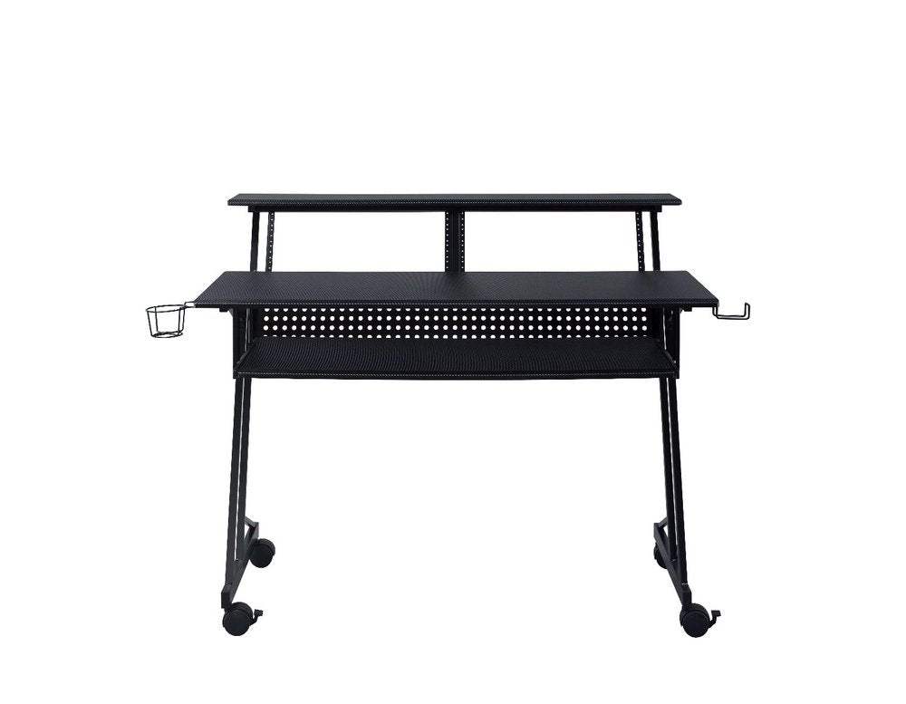 47" Black Wood and Metal Rolling Computer Desk HomeRoots