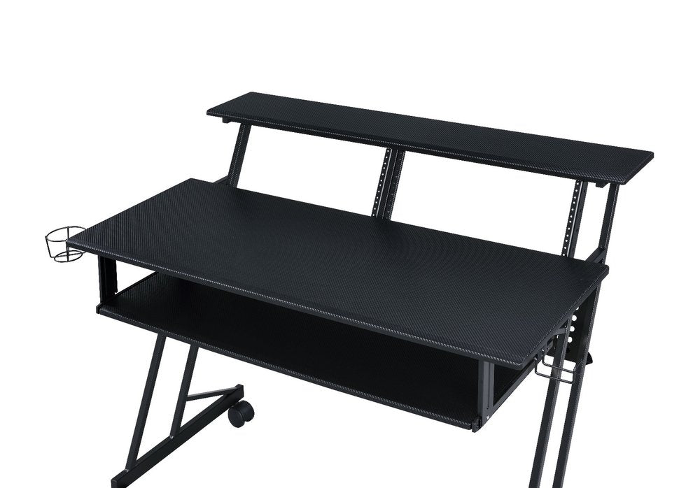 47" Black Wood and Metal Rolling Computer Desk HomeRoots