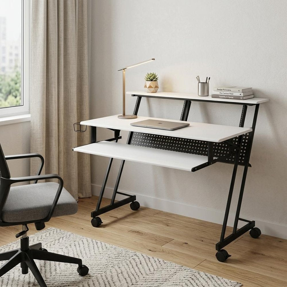 47" White and Black Computer Desk HomeRoots