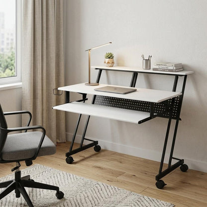 47" White and Black Computer Desk HomeRoots