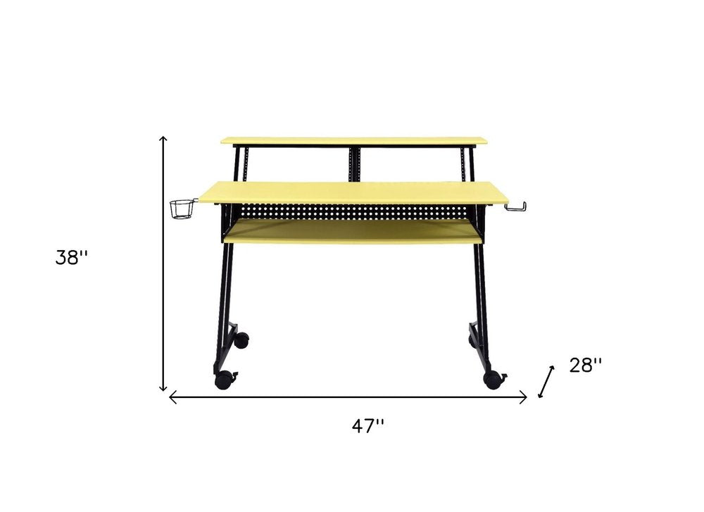 47" Yellow and Black Computer Desk HomeRoots