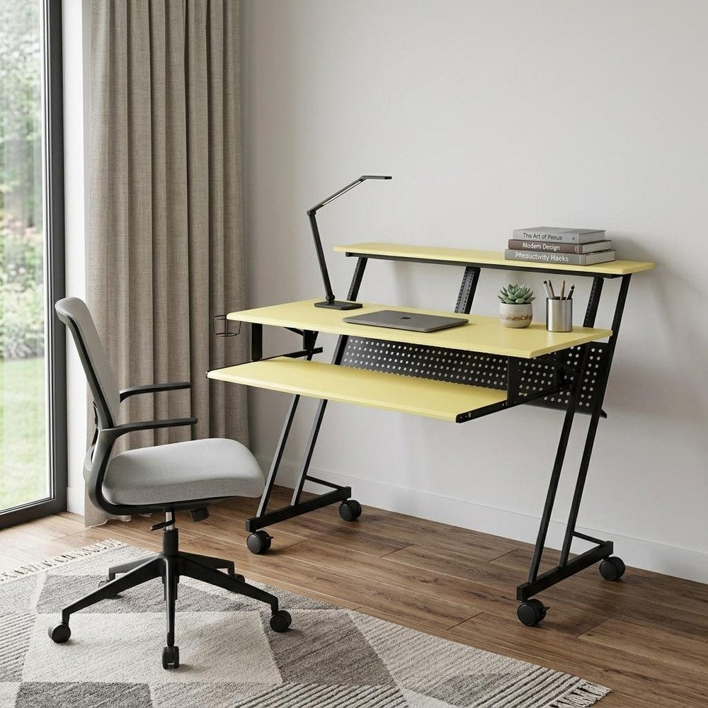 47" Yellow and Black Computer Desk HomeRoots