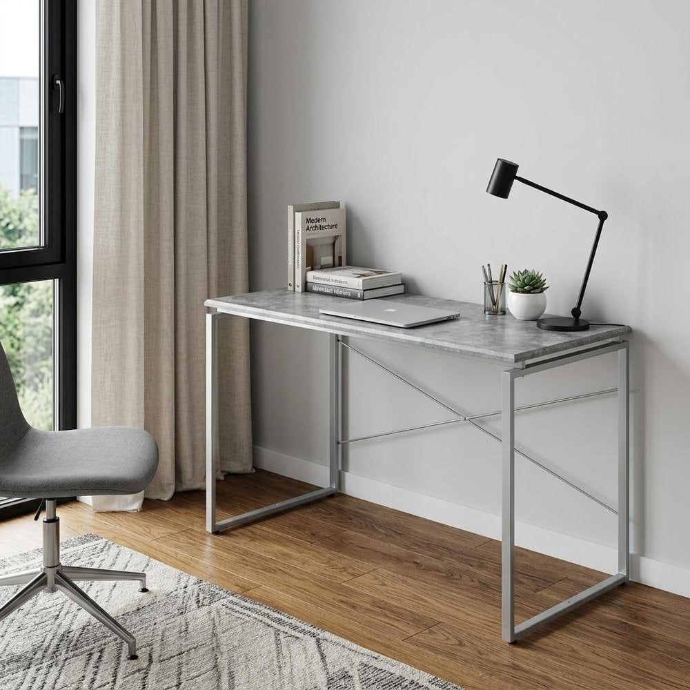47" Gray and Black Writing Desk HomeRoots