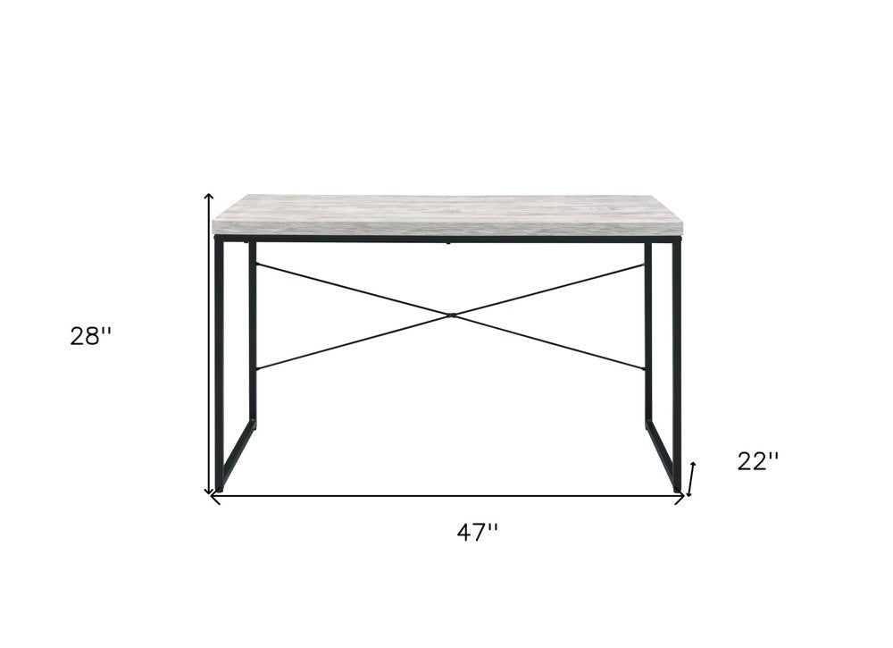 47" Antiqued White and Black Writing Desk HomeRoots