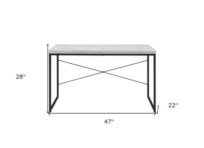47" Antiqued White and Black Writing Desk HomeRoots