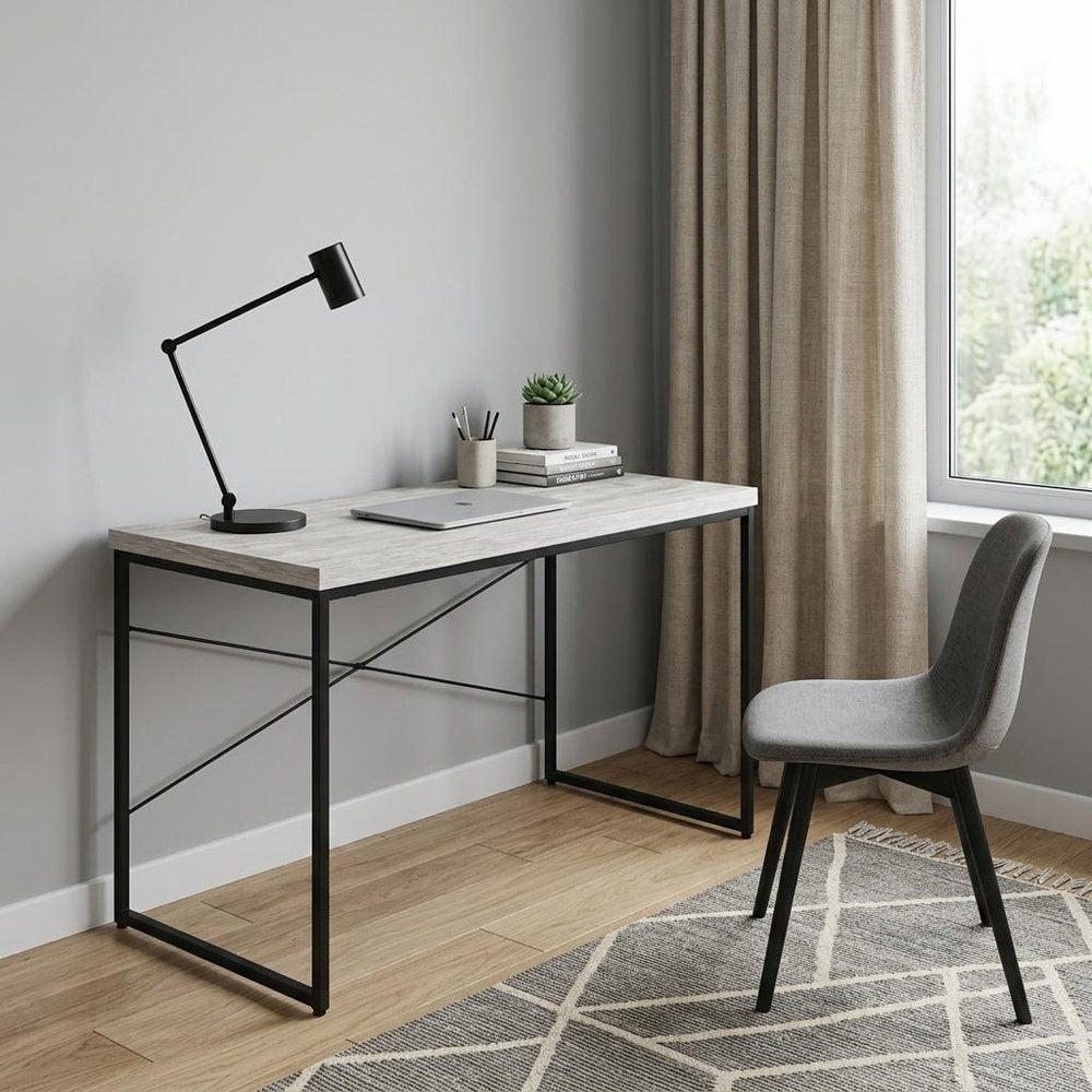 47" Antiqued White and Black Writing Desk HomeRoots