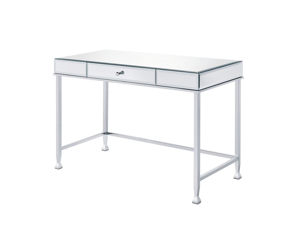 42" Clear and Silver Mirrored Writing Desk HomeRoots