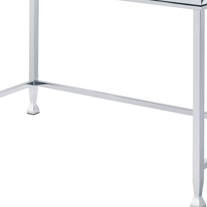42" Clear and Silver Mirrored Writing Desk HomeRoots