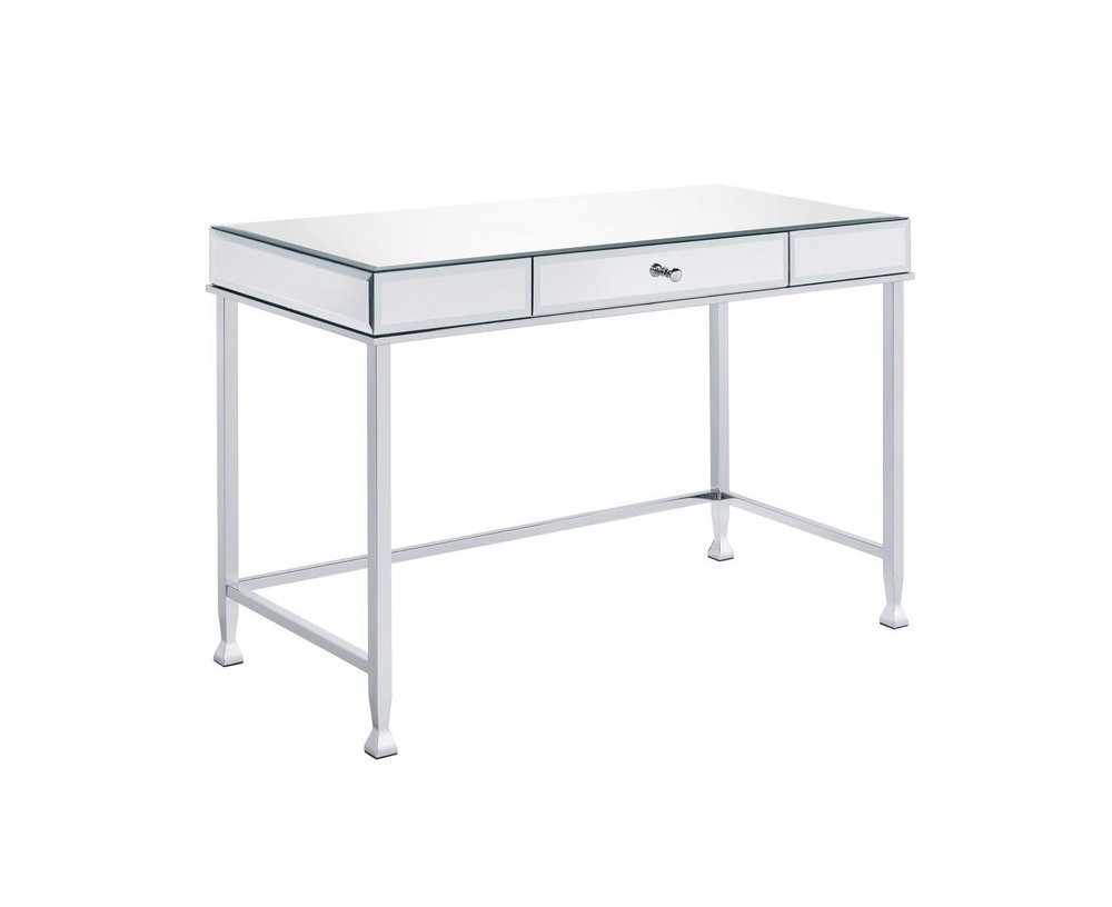 42" Clear and Silver Mirrored Writing Desk HomeRoots