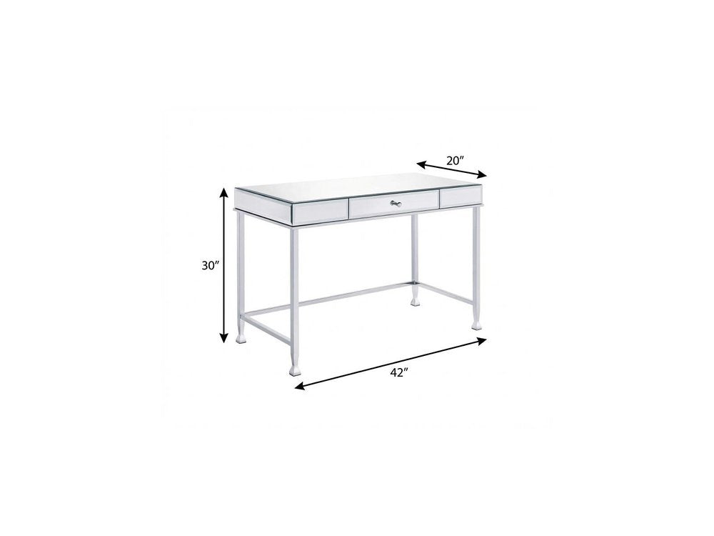 42" Clear and Silver Mirrored Writing Desk HomeRoots