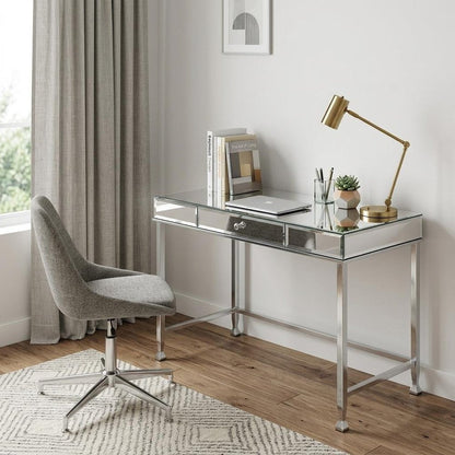 42" Clear and Silver Mirrored Writing Desk HomeRoots