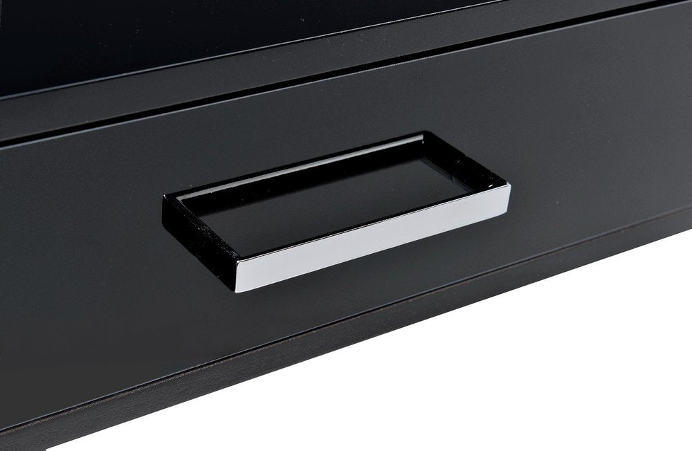 54" Black and Silver Writing Desk With Two Drawers HomeRoots