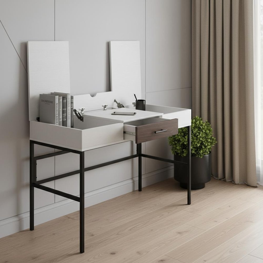 42" White and Black Writing Desk HomeRoots