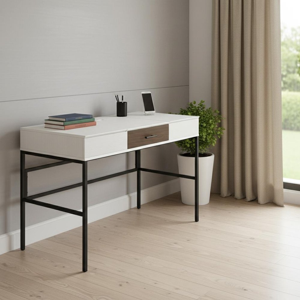 42" White and Black Writing Desk HomeRoots