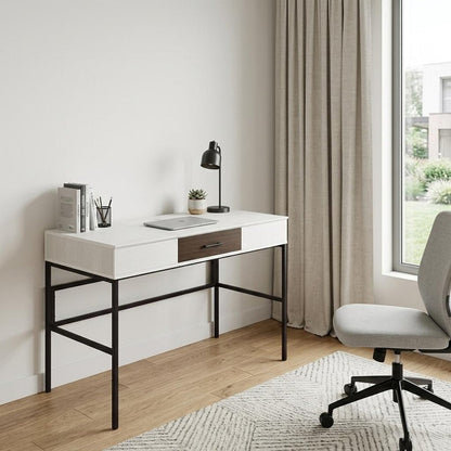 42" White and Black Writing Desk HomeRoots