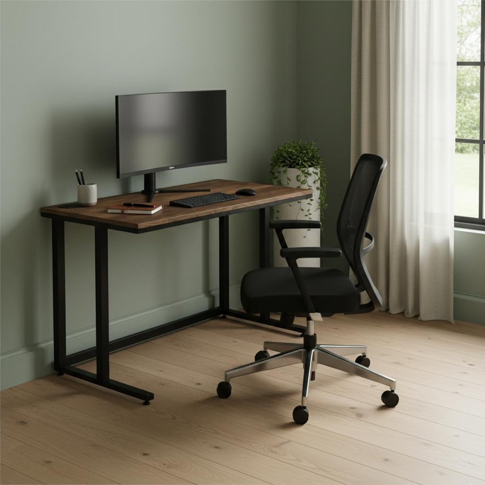 47" Brown and Black Writing Desk HomeRoots