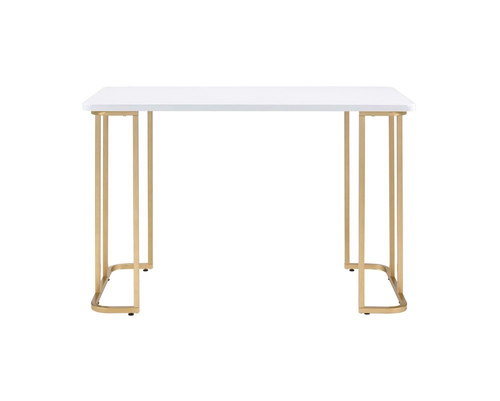 48" White and Gold Writing Desk — view 1