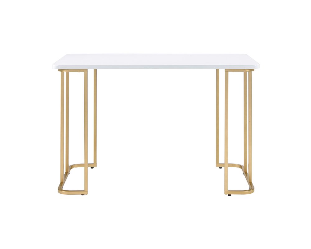 48" White and Gold Writing Desk HomeRoots