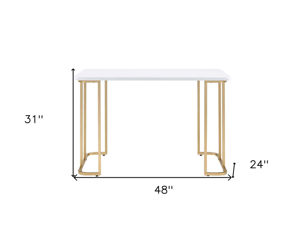 48" White and Gold Writing Desk — view 5