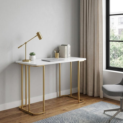 48" White and Gold Writing Desk HomeRoots