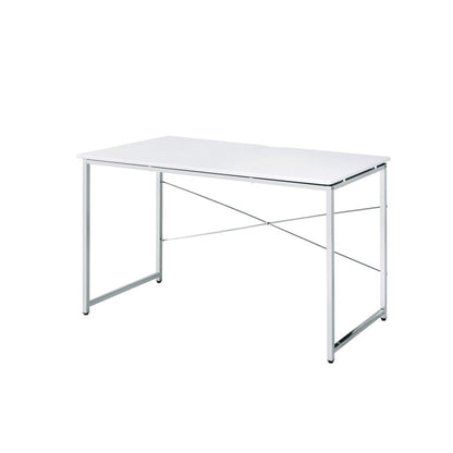 47" White and Silver Writing Desk HomeRoots