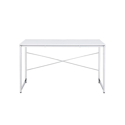 47" White and Silver Writing Desk HomeRoots