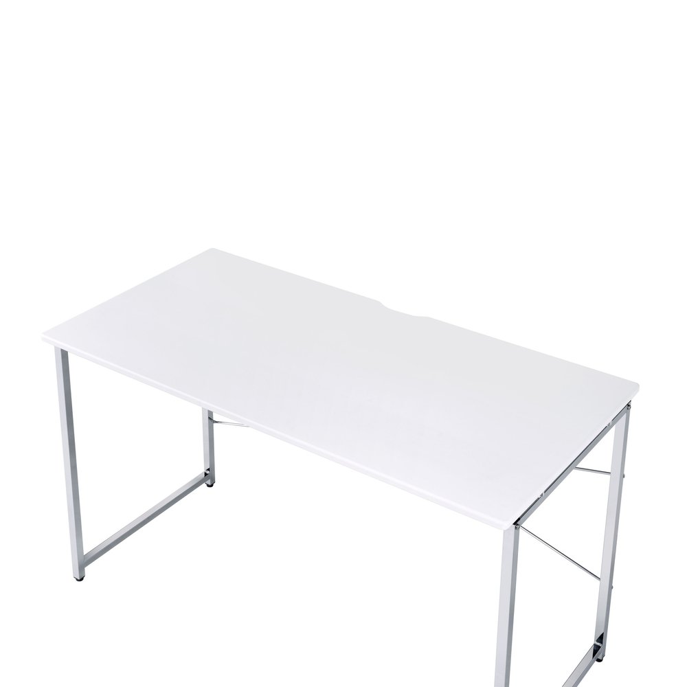 47" White and Silver Writing Desk HomeRoots