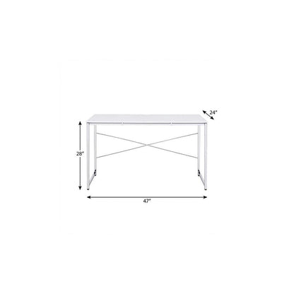 47" White and Silver Writing Desk HomeRoots