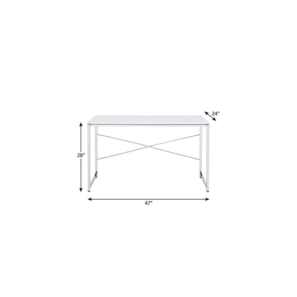 47" White and Silver Writing Desk HomeRoots