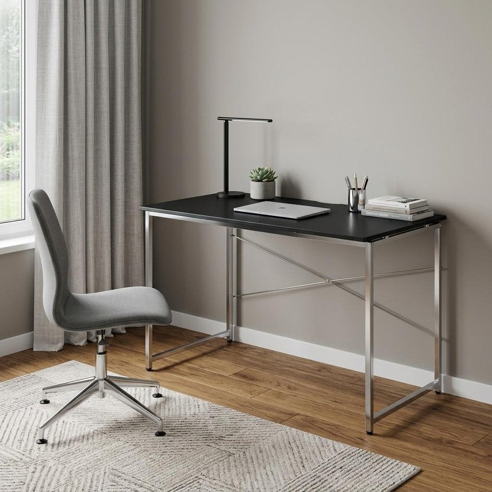 47" Black and Silver Writing Desk HomeRoots