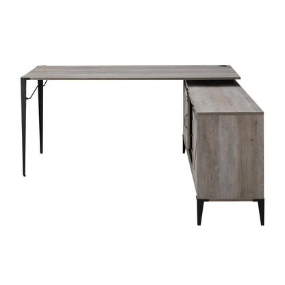 65" Gray and Black L Shape Writing Desk HomeRoots