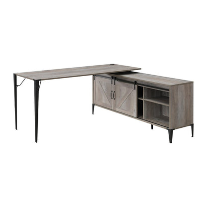 65" Gray and Black L Shape Writing Desk HomeRoots